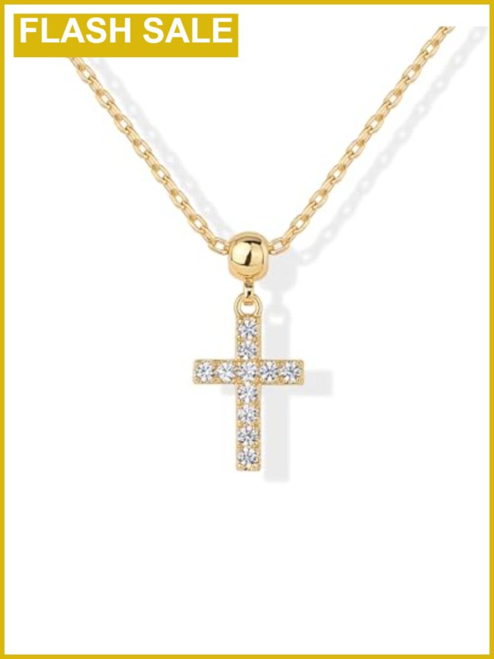 14K Gold Plated Dainty Cross Charm Necklace with Removable Charms